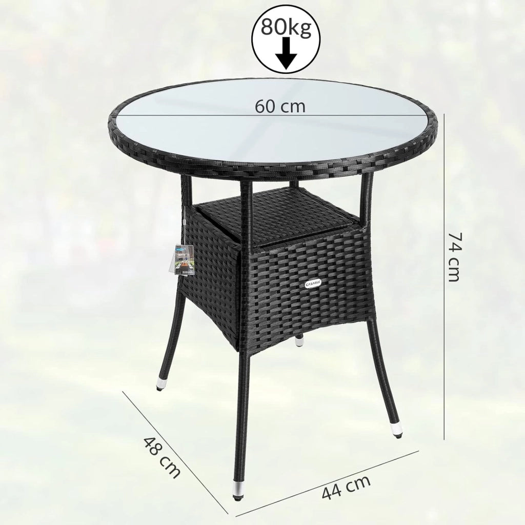 Casaria Set Mobili Balcone Tavolo e 2 Sedie in Polyrattan da Giardino Esterno Terrazza Outdoor
