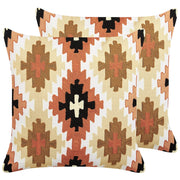Set di 2 cuscini decorativi in cotone multicolore 50 x 50 cm motivo geometrico ricamato a mano sfoderabile con imbottitura in stile boho