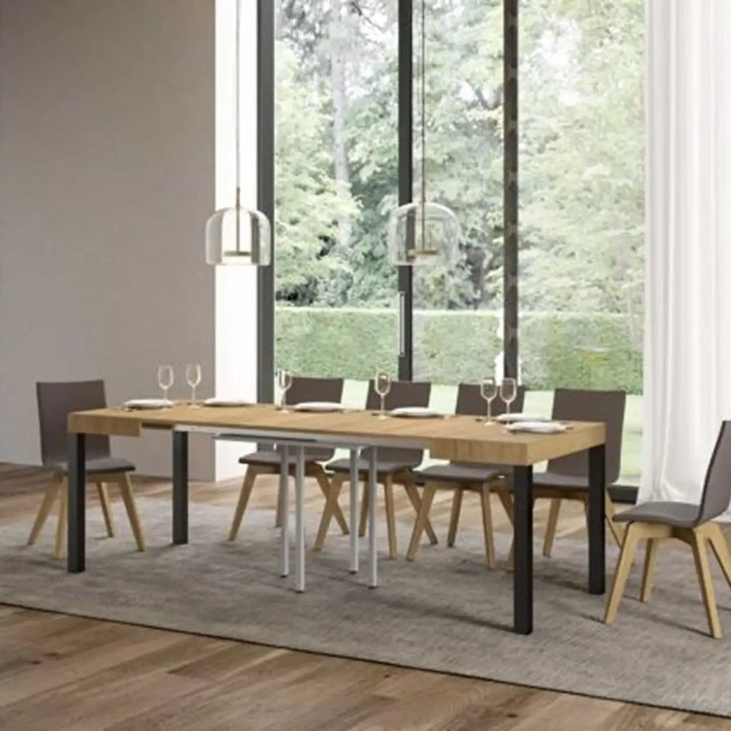 Tavolo allungabile 90/246x90 cm Everyday colore quercia natura gambe antracite