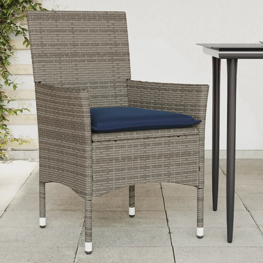 Sedie da Giardino con Cuscini 2 pz | Sedie da Esterno Grigie in Polyrattan