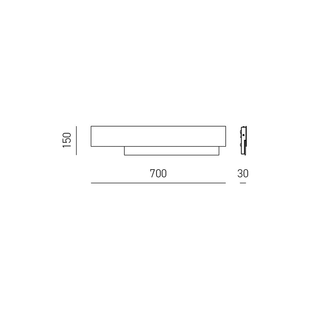 Doha - Applique led da parete moderna 25W - Alluminio bianco, luce calda 3000K, 2110lm, design lineare, IP20, per interni, l.70x15cm