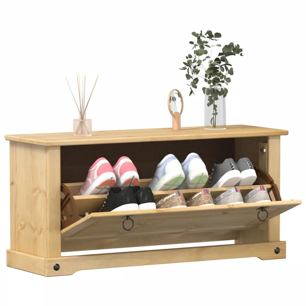 Scarpiera Corona-Scaffale per scarpe 99x32x47 cm in Legno Massello di Pino