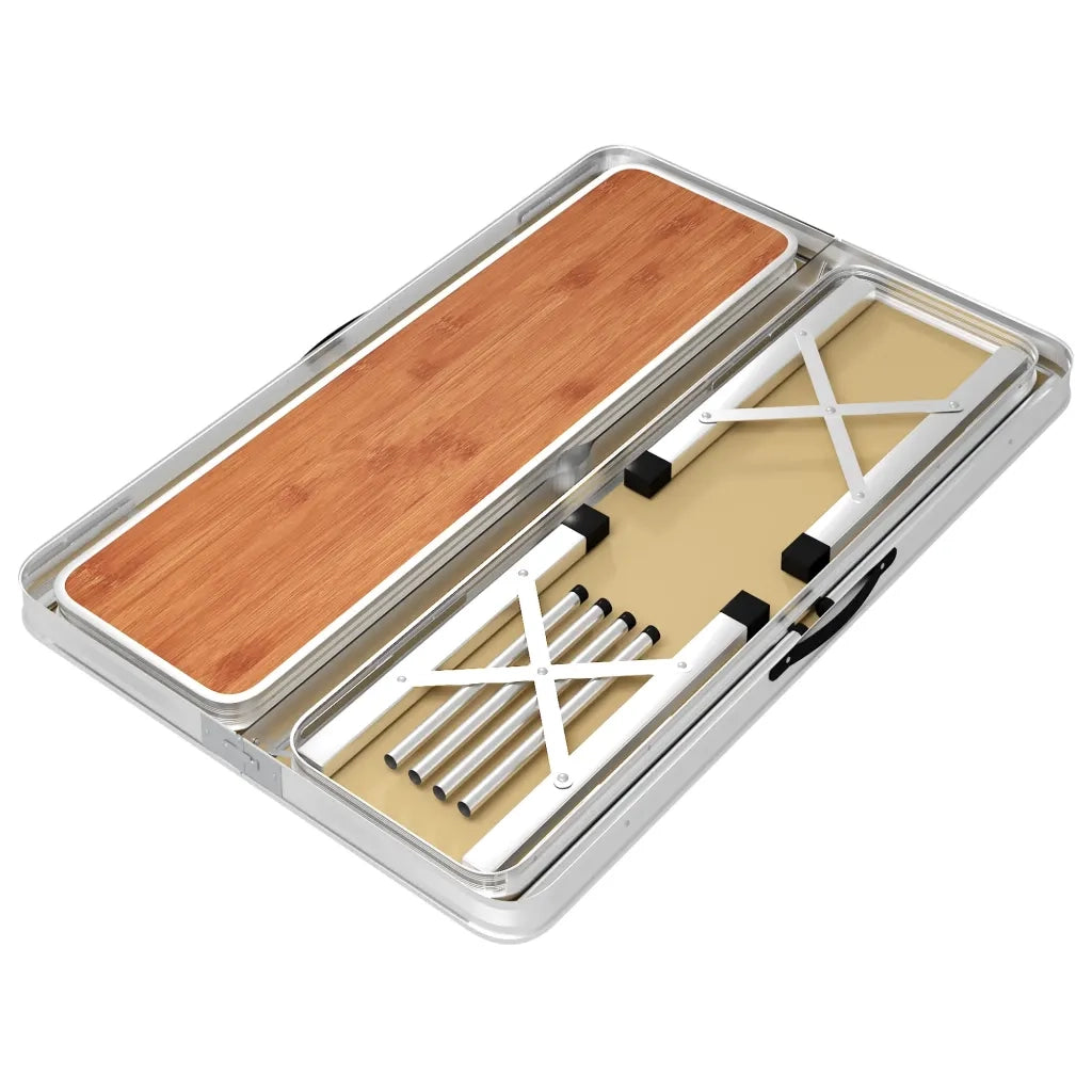 Tavolo da Campeggio Pieghevole e 2 Panche in Alluminio Marrone CFW9480702