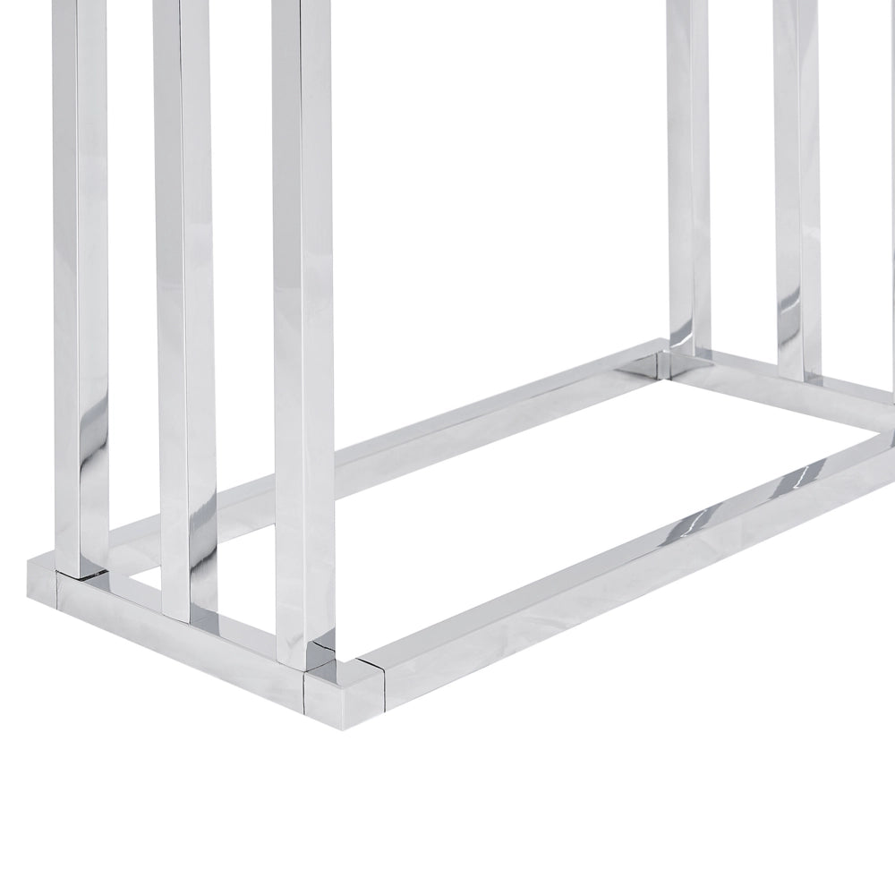 Porta Asciugamani Argento Lucido e Legno Scuro Acciaio 3 Binari Accessori Bagno Portasciugamani da Terra Design Moderno