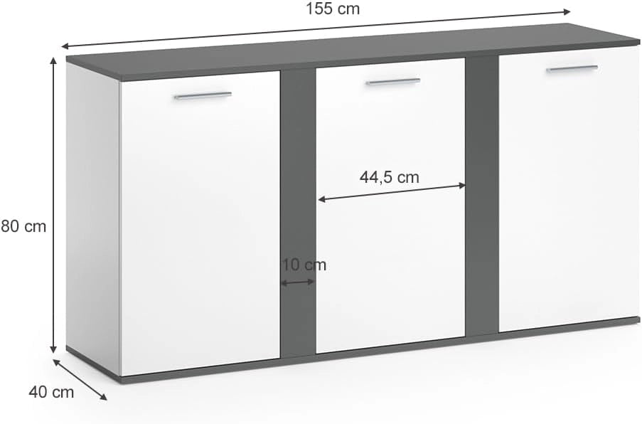 Credenza Novelli, Antracite, 40 x 80 cm con ante, adatto per riporre abiti e oggetti per la casa
