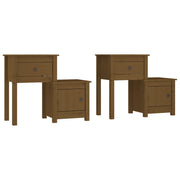 Set di 2 Comodini | Armadio da Notte | Mobiletto da notte ambra 79,5x38x65,5 cm in Legno Massello di Pino