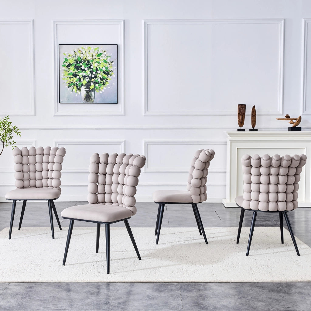 Sedia da pranzo in velluto con schienale 3D e gambe in metallo nero grigio chiaro