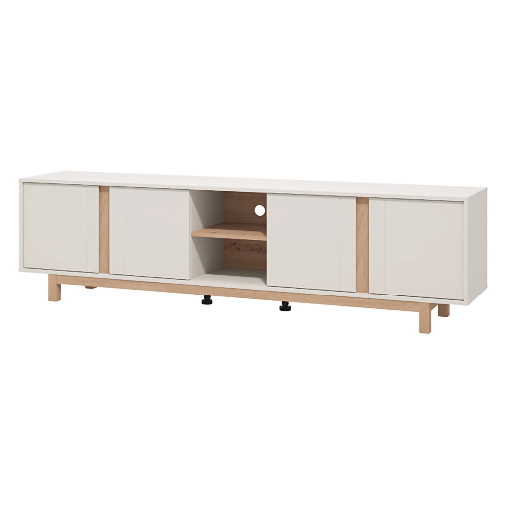 Capaci, Mobile Porta tv 2 Ripiani, 202x40x54h cm Bianco Crema