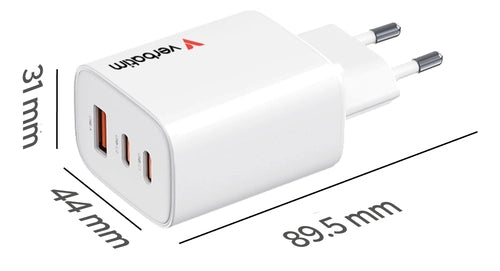 Verbatim Essentials GaN caricab. 65W 2xUSB-C/1xUSB-A bian. 32353