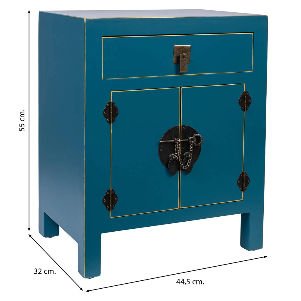 Comodino in legno con 1 cassetto e 2 porte 44,5x32x55h cm