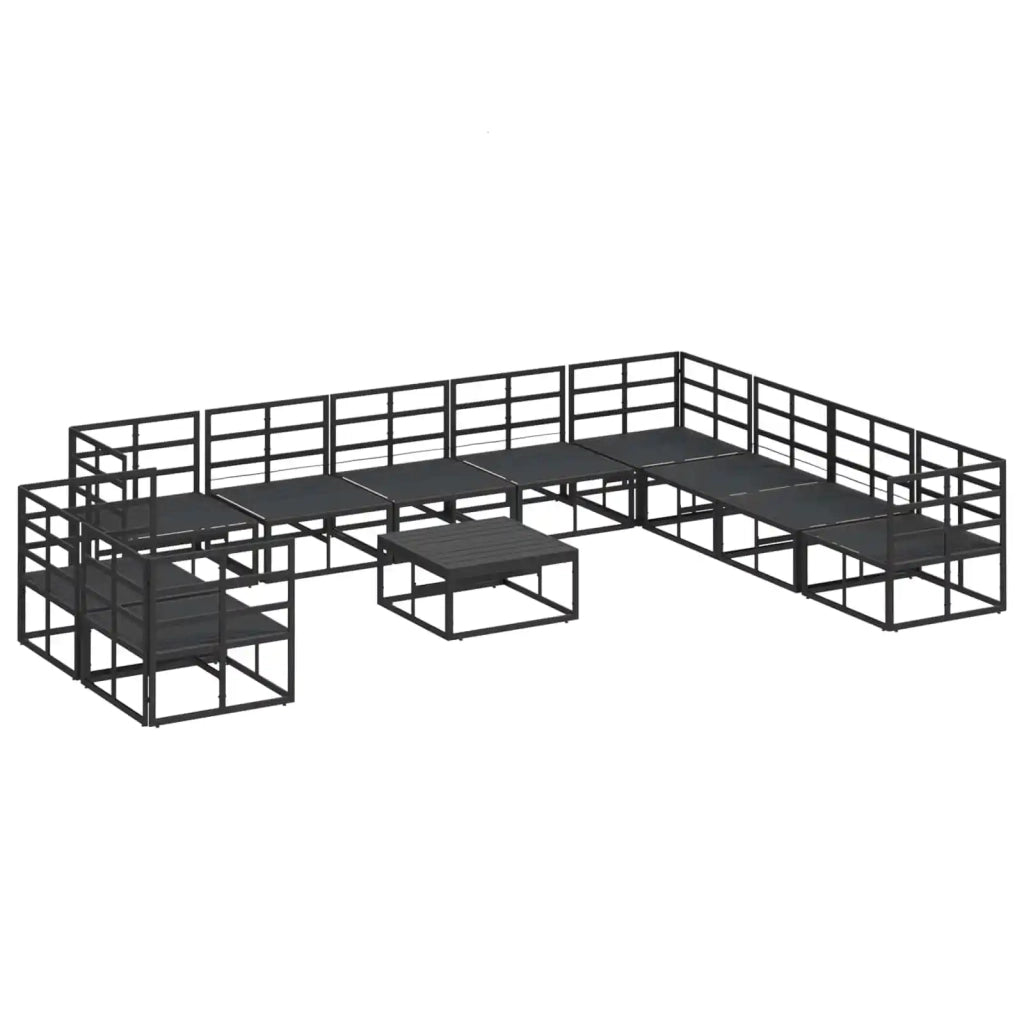 Set Divano da Giardino con cuscino 11 pcs Nero Alluminio 3378885
