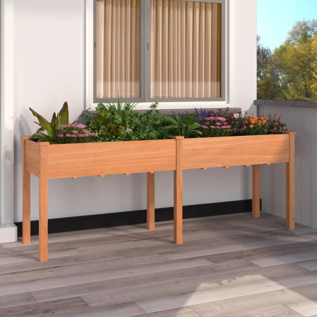Fioriera | Cassetta per fiori | Vaso con Fodera Marrone 203x53x76cm Legno Massello di Abete