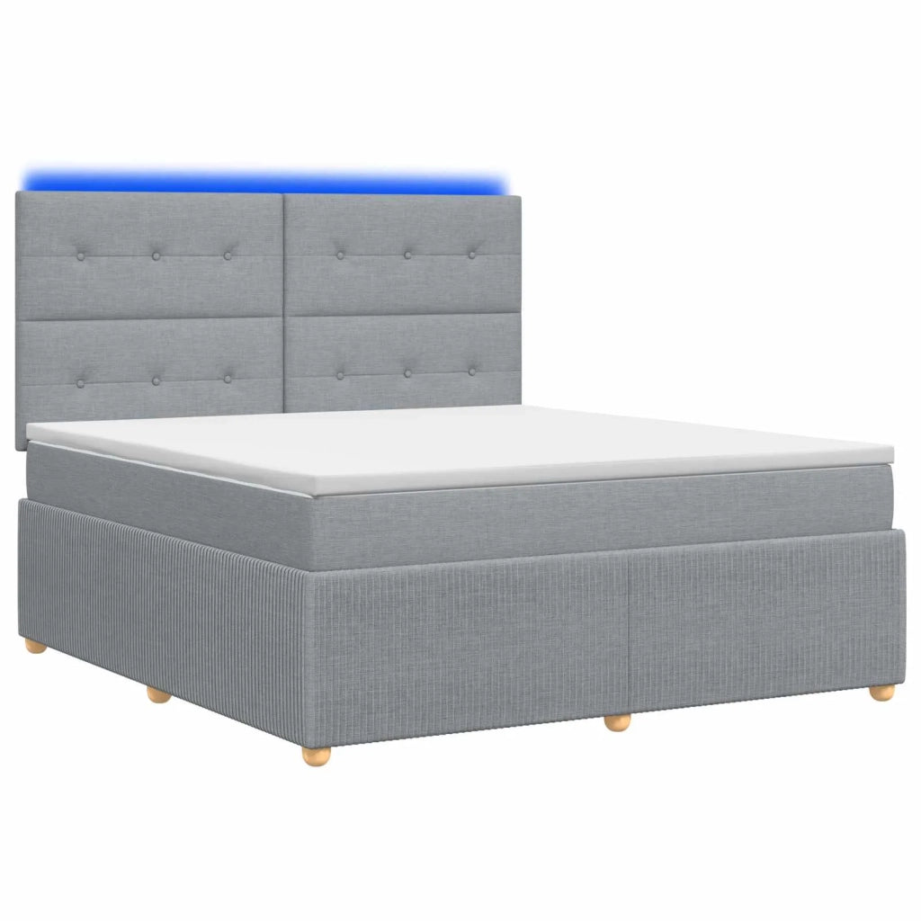 Letto Box Spring LED con Materasso Grigio Chiaro 140 x 200 cm 3455874