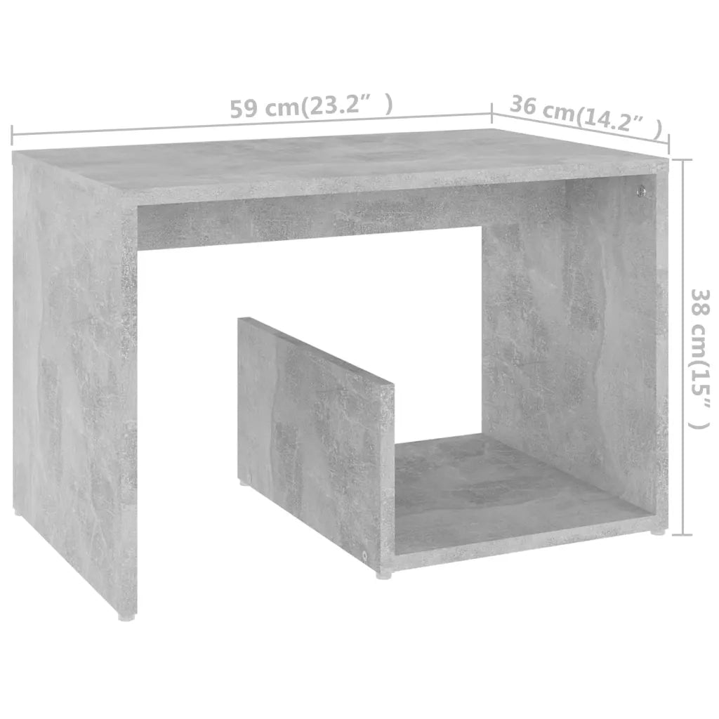 Tavolino Grigio Cemento 59x36x38 cm in Truciolato cod mxl 19281