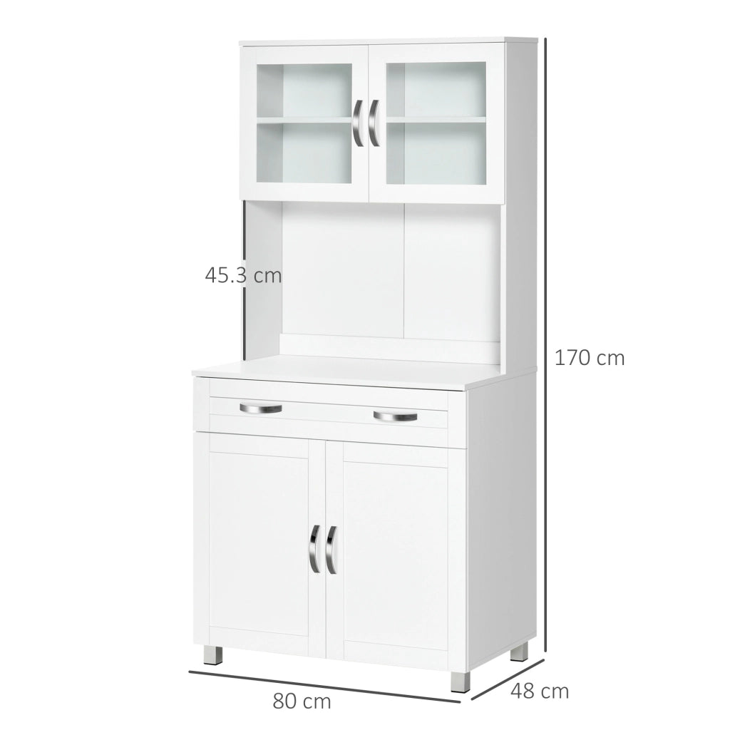 Mobile Cucina con Armadietti e Ante in Vetro ¨C zephmum ¨C Bianco 80x48x170 cm