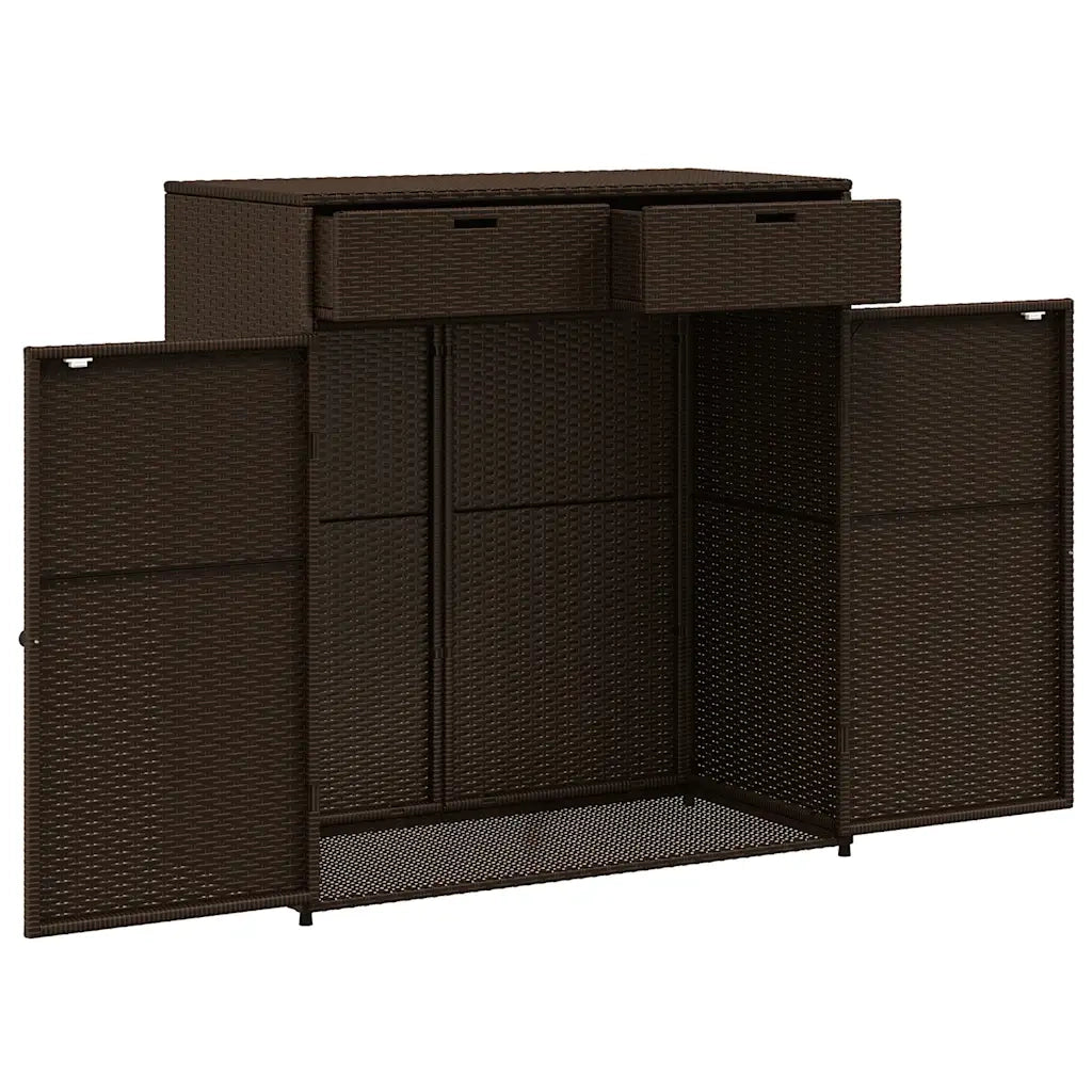 Armadietto Portaoggetti Giardino Marrone 105x55x113 Polyrattan 365564