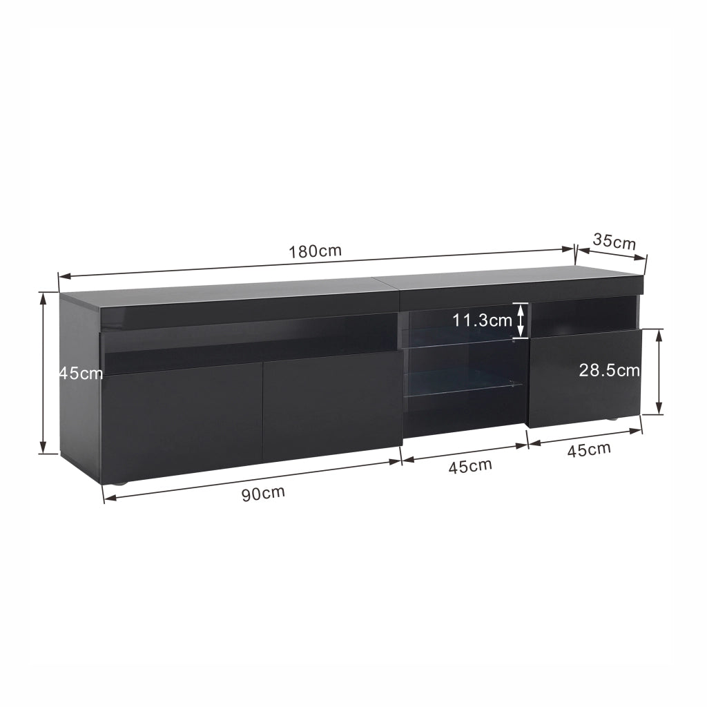 Mobile TV moderno - Zephmum - 180cm - Nero - Pannello chiaro, illuminazione LED variabile
