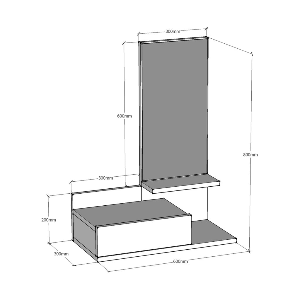 Mensola dal design senza tempo per soggiorno camera da letto mobile contenitore a parete per ingresso con cassetto e specchio bianco 03_0011250