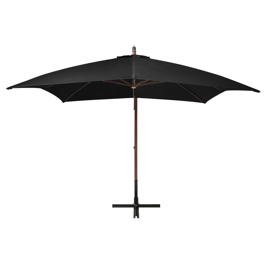 Ombrellone a Sbalzo-Ombrello da giardino Nero 3x3 m Palo in Abete Massello