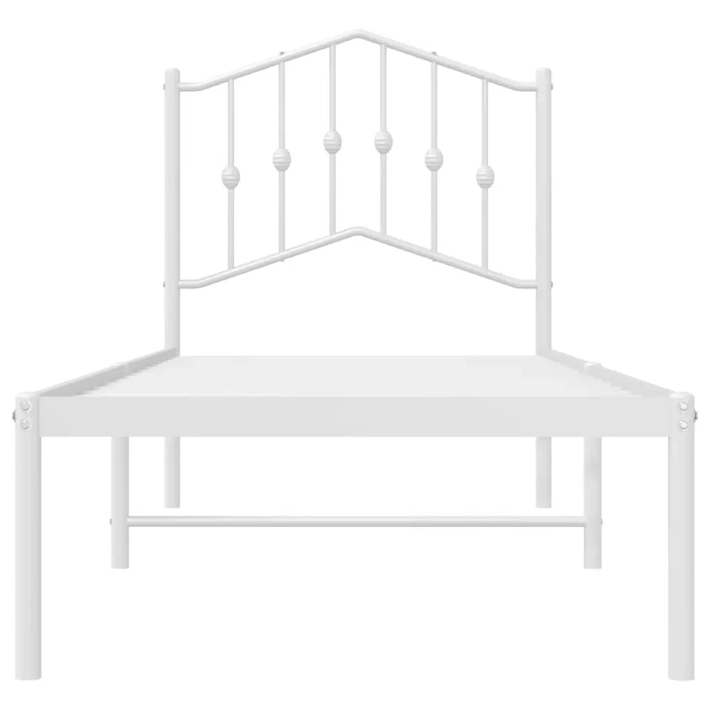 Giroletto con Testiera-Struttura Letto con testiera Metallo Bianco 90x190 cm 174390