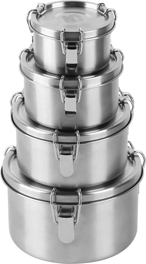Contenitori alimentari con coperchi ermetici - contenitori di stoccaggio in acciaio inossidabile riutilizzabili per la preparazione dei pasti - bento-box in metallo impermeabile - scatole per snack per bambini e adulti