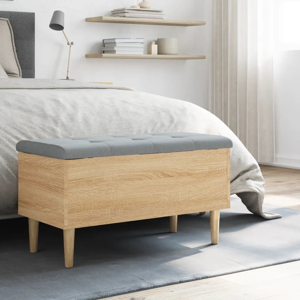 Panca Portaoggetti Rovere Sonoma 82x42x46 cm Legno Multistrato 835077