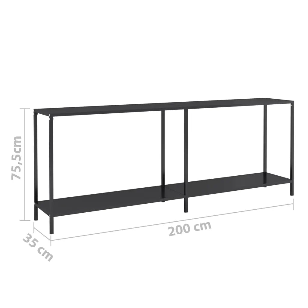 Tavolo Consolle | Tavolo d'Ingresso Nero 200x35x75,5 cm in Vetro Temperato