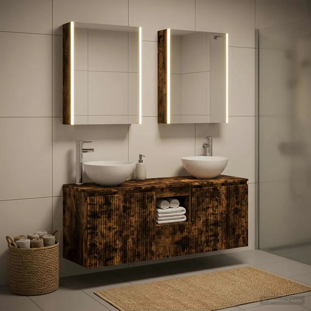Set di Armadi da Bagno 5 pcs Rovere Fumo 53 x 15,5 x 70 cm 3406371