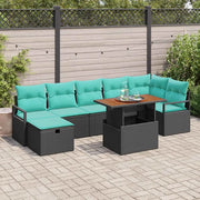 Set Divano da Giardino con cuscino 8 pcs Nero polyrattan