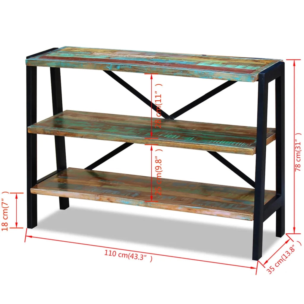 Credenza con 3 Ripiani-Buffet-Armadio da cucina in Legno Massello Anticato