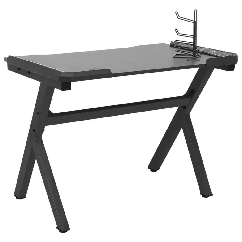 Scrivania LED a Y postazione di lavoro mobile per computer studio scrivania da gioco 110 x 60 x 75 cm nero 02_0023776