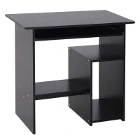 Scrivania PC Moderna in Legno con Ripiano per CPU e Spazio per Tastiera Estraibile, 80x45x75 cm, Nero