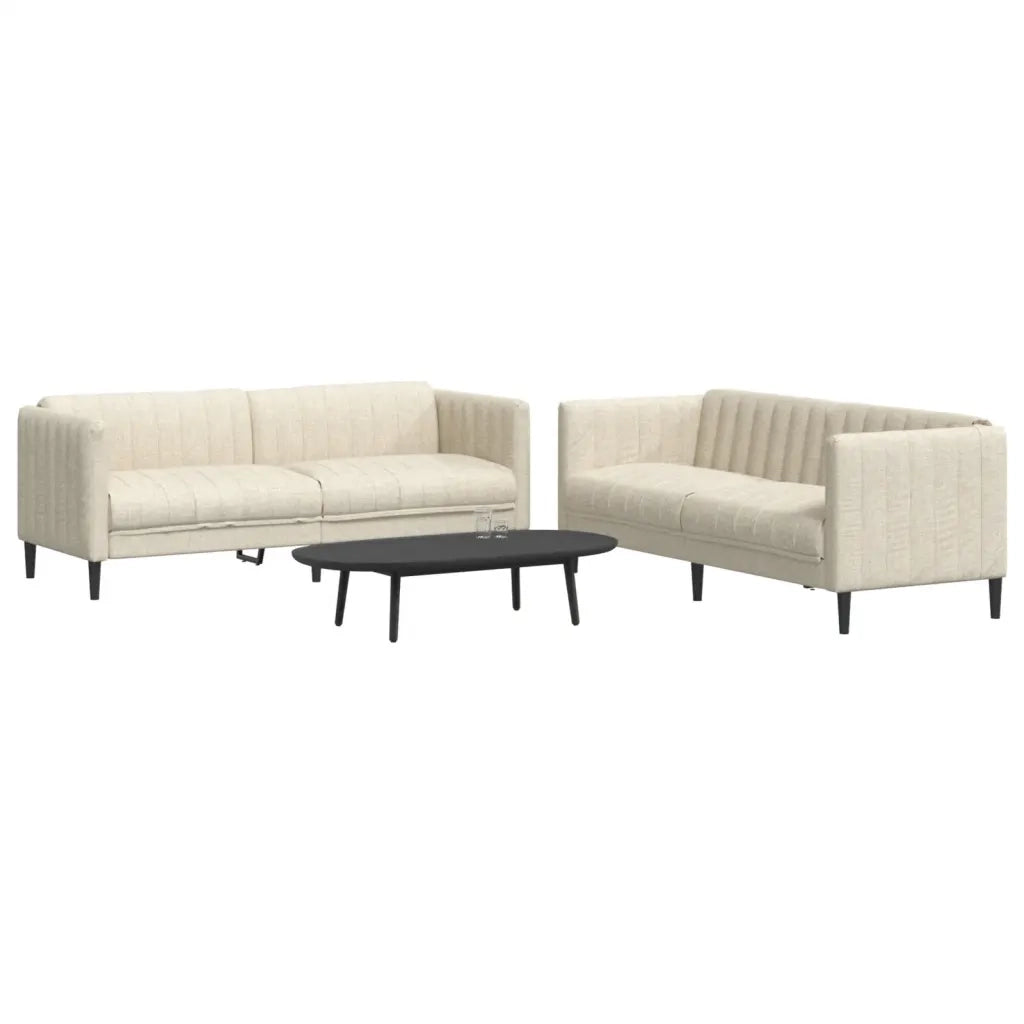 Set di Divani 2 pz Crema in Tessuto 3209245