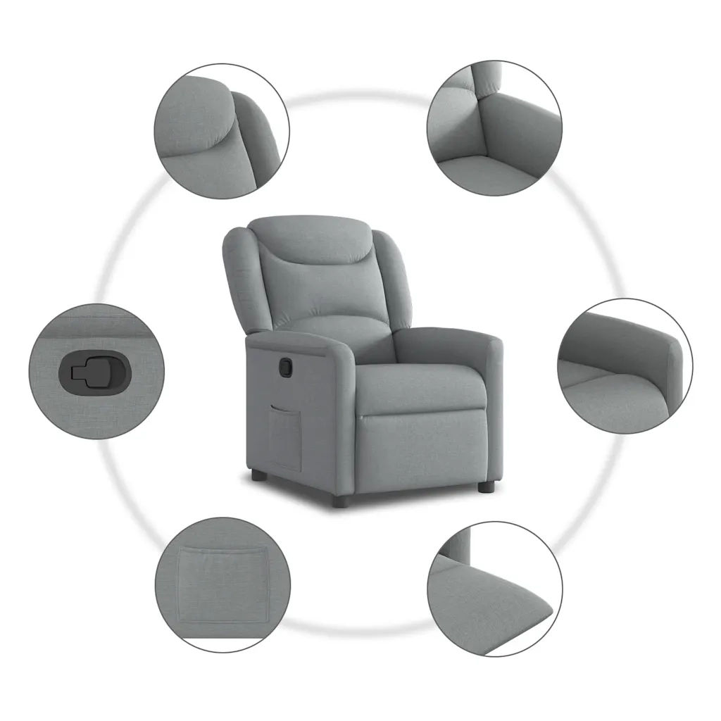 Divano Sedia-Poltrona Reclinabile in Tessuto Grigio Chiaro 276846