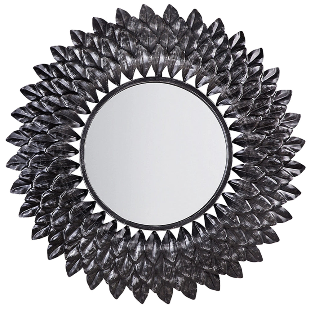 Specchio da parete argento 70 cm rotondo a forma di sole