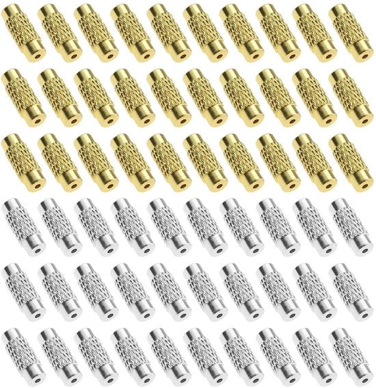 Elettrodi di fine 60 pezzi - Ottone - Oro/Argento - 11x3,5 mm - 1 mm Foro - Duraturo e Leggero - Connettori di Gioielleria