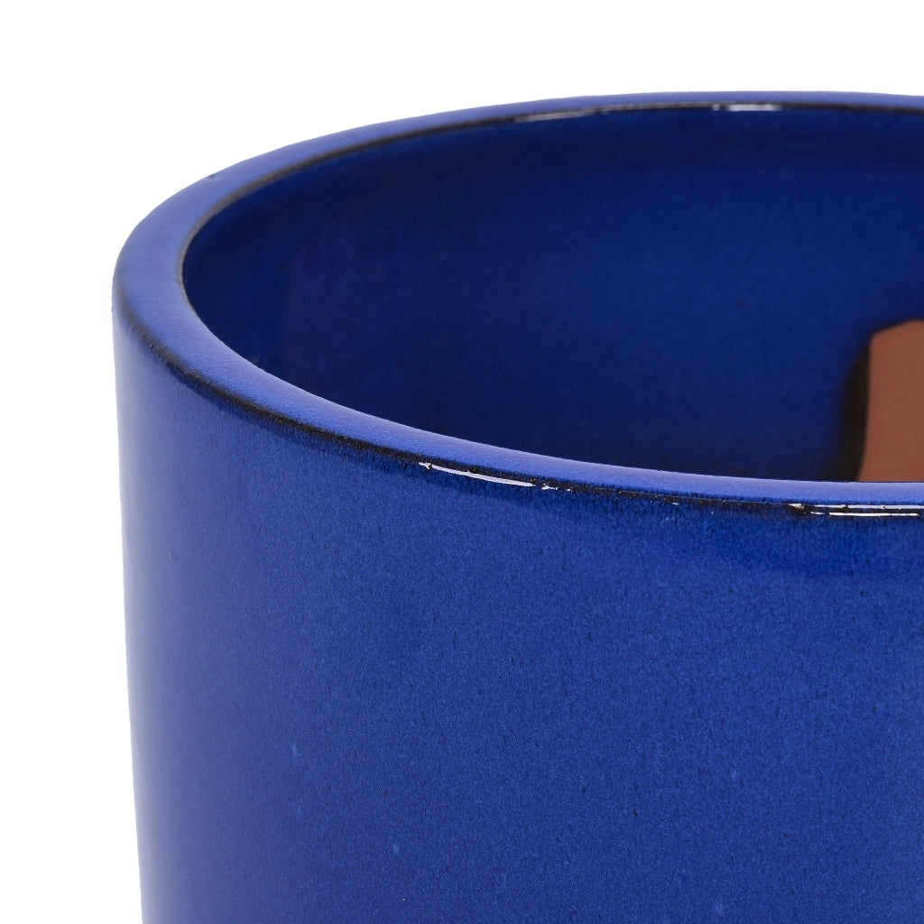 Fioriera in ceramica con foro di drenaggio finitura lucida blu verde anticato per interno ed esterno 49 × 49 × 45,5 cm