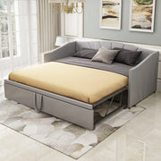 Divano letto imbottito estraibile 90x200/180x200 cm in grigio