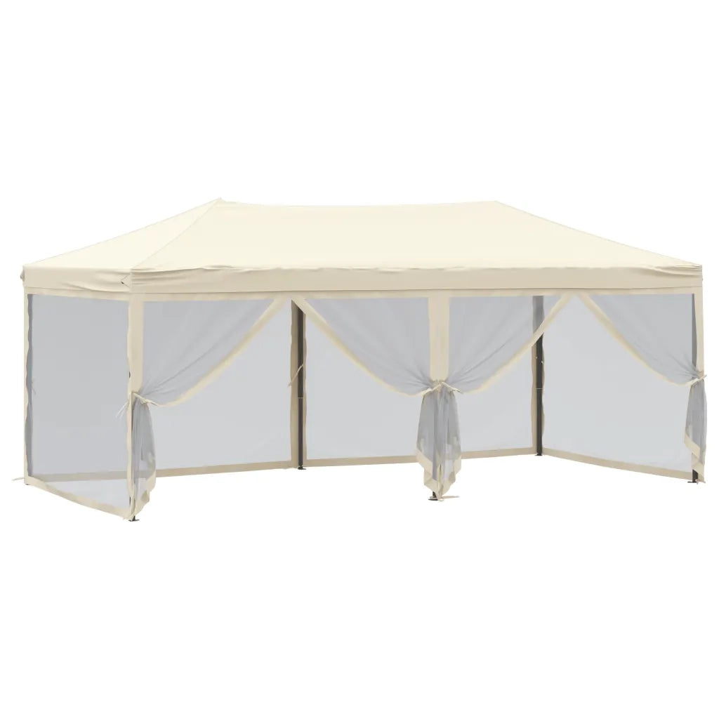 Tenda per Feste Pieghevole con Pareti Laterali-Tenda Gazebo Crema 3x6 m 962768