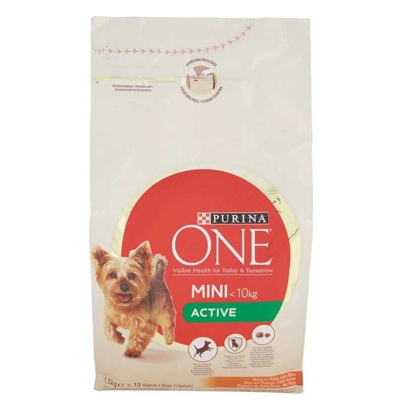 PURINA ONE MINI ACTIVE CROCCHETTE PER CANI TAGLIA SMALL CON POLLO E RISO 1,5 KG