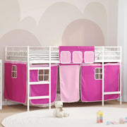 Struttura del Letto Loft per Bambini con Tendine Bianco e Rosa 42020825