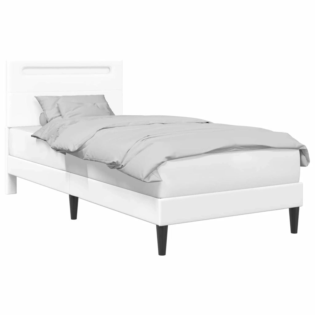 Struttura del letto con testiera Bianco 90 x 200 cm Similpelle