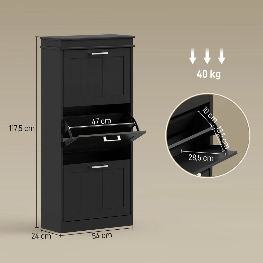Scarpiera 3 ante con ripiani regolabili ¨C zephmum ¨C nero 54x24x117,5 cm