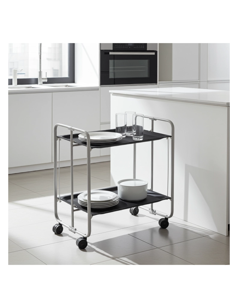 Carrello da cucina pieghevole grigio con ruote BAUHAUS 2 ripiani