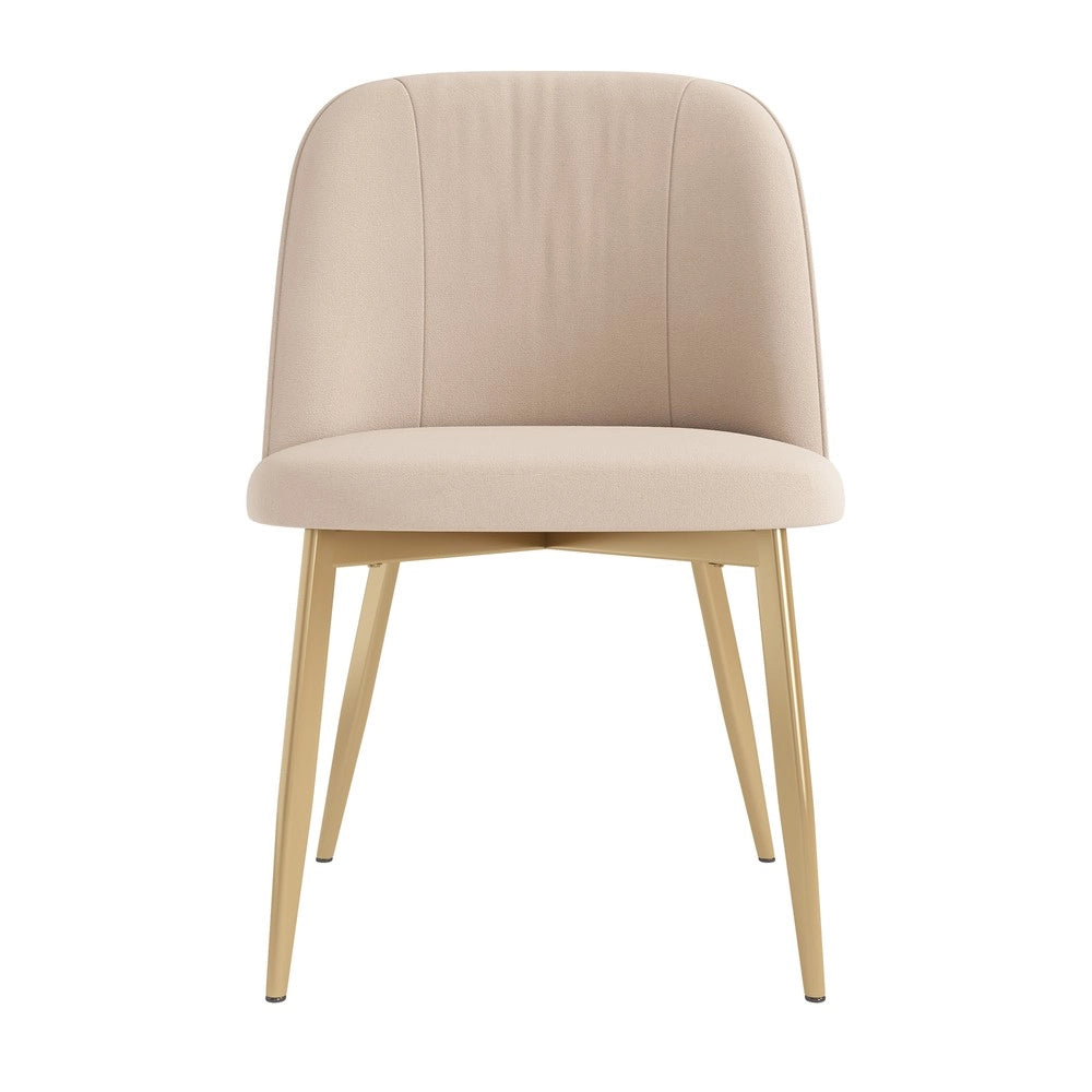 Sedie da Pranzo in Velluto ¨C Xylo ¨C Beige, Gambe Oro, Set 4 Pezzi