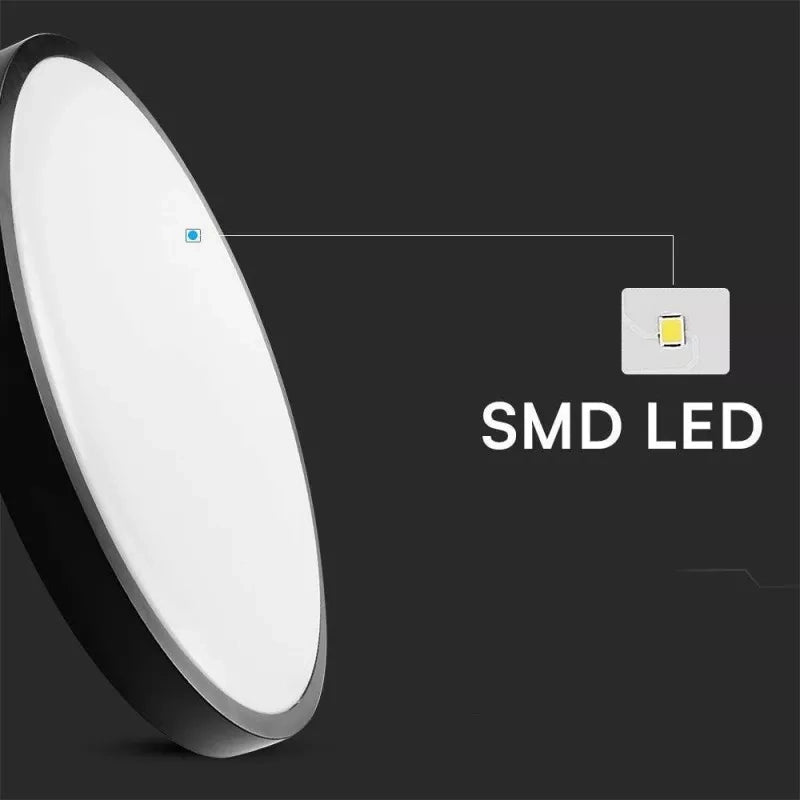 Plafoniera LED 36W rotonda 42cm nera sensore IP44 V-TAC
