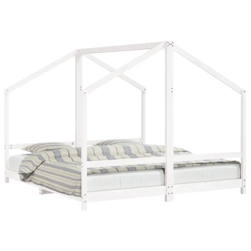 Giroletto per Bambini-Struttura Letto Bambini Bianco 2x(90x200) cm Legno Massello Pino