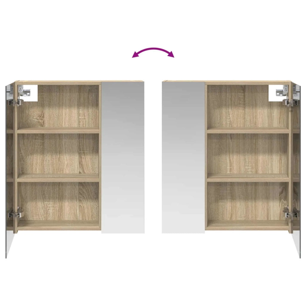 Mobiletto per specchio da bagno Rovere Sonoma 60 x 14,5 x 70 cm