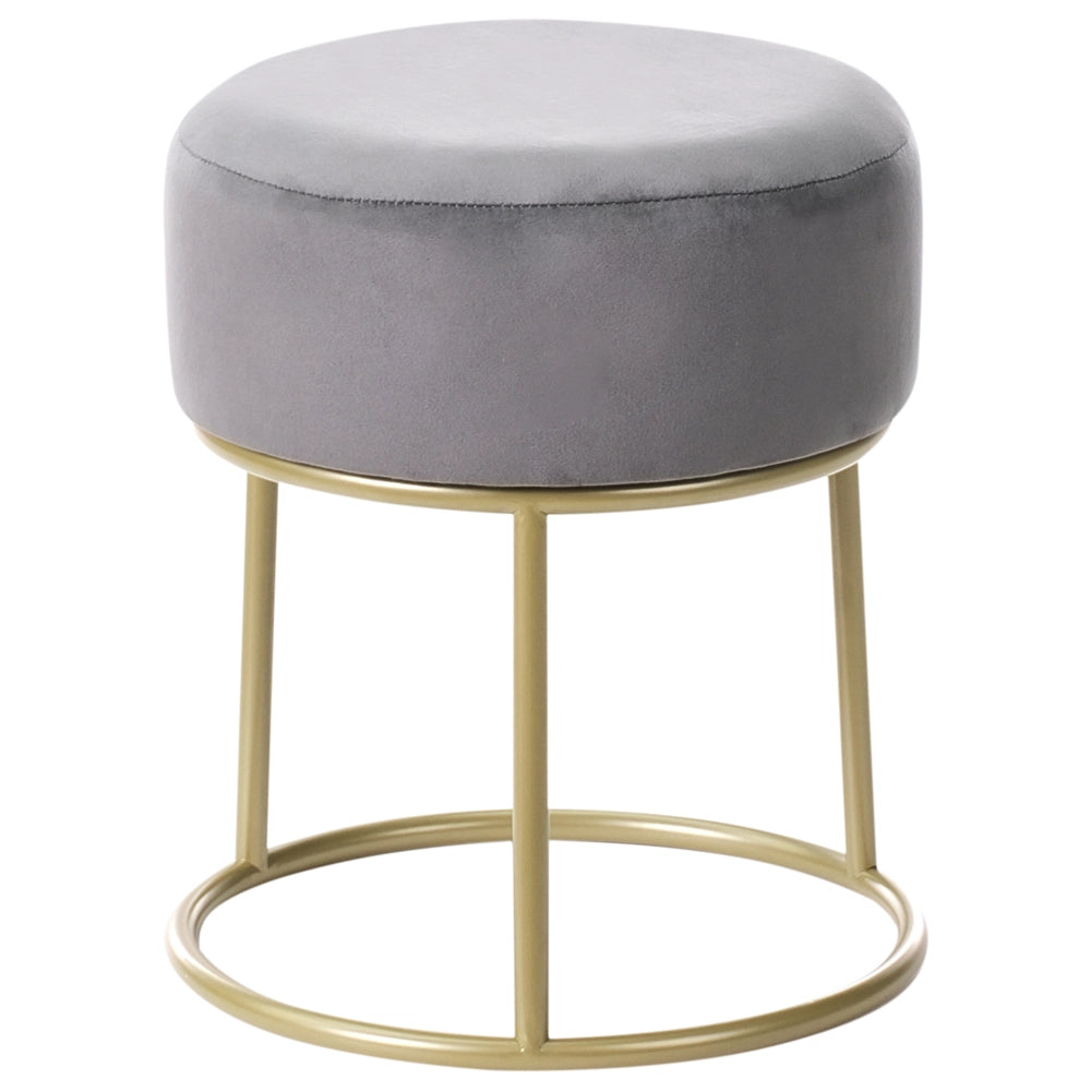 Poggiapiedi Velluto Grigio con Base in Metallo dorato Glam Modern