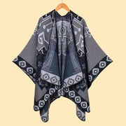 Sciarpa jacquard da donna, versatile, con motivo a note musicali, cappa spessa e calda
